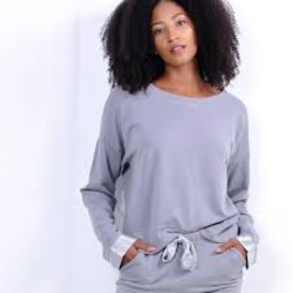 NWT PJ HARLOW IZZY FRENCH TERRY MORNING BLUE LONG SLV CUFF TOP SZ XS 0-4